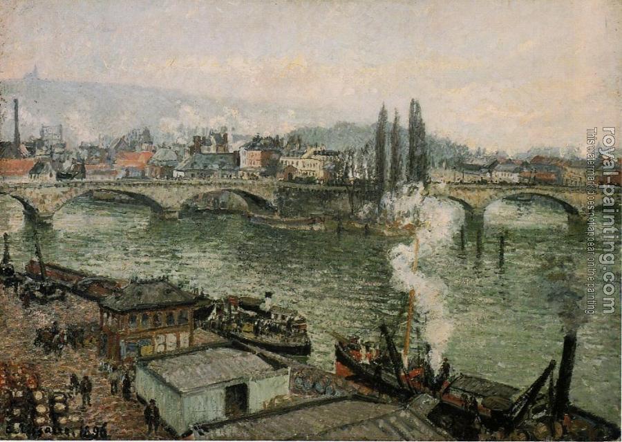 Camille Pissarro : The Corneille Bridge, Rouen, Grey Weather
